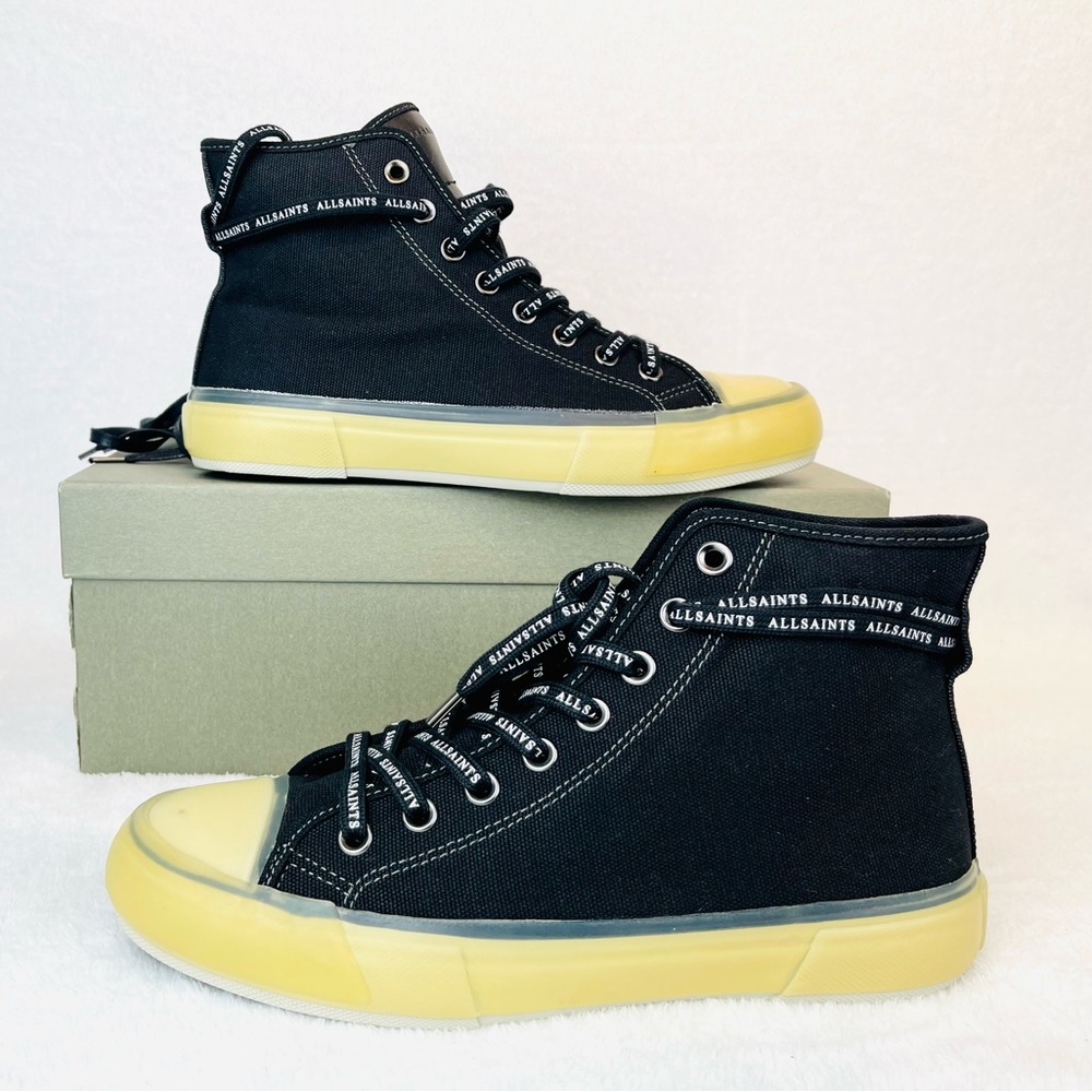 All Saints Jaxon High Top Canvas Sneaker Shoes Mens Size US 8 M (EUR 41) Black